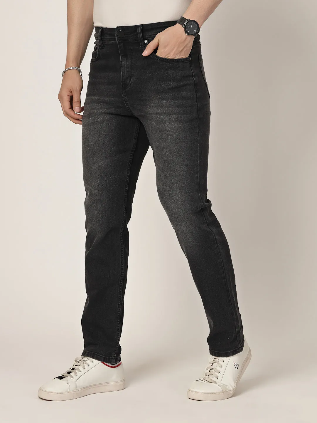 Style Quotient Men Black Regular Fit Mid Rise Stretchable Jeans