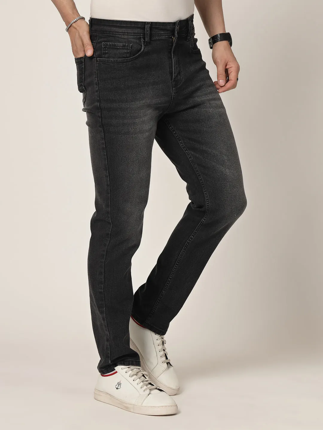 Style Quotient Men Black Regular Fit Mid Rise Stretchable Jeans