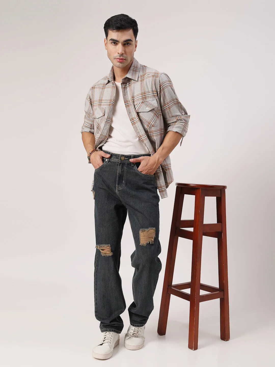 Style Quotient Men Blue Relaxed Fit High Rise Cotton Jeans
