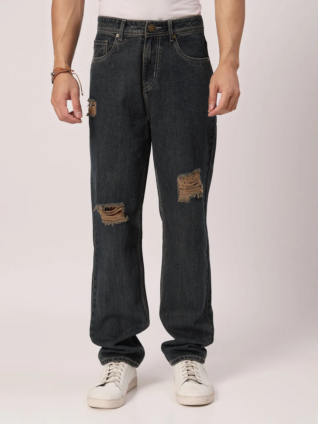 Style Quotient Men Blue Relaxed Fit High Rise Cotton Jeans