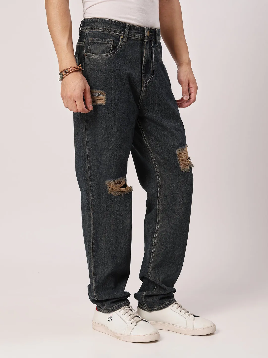 Style Quotient Men Blue Relaxed Fit High Rise Cotton Jeans