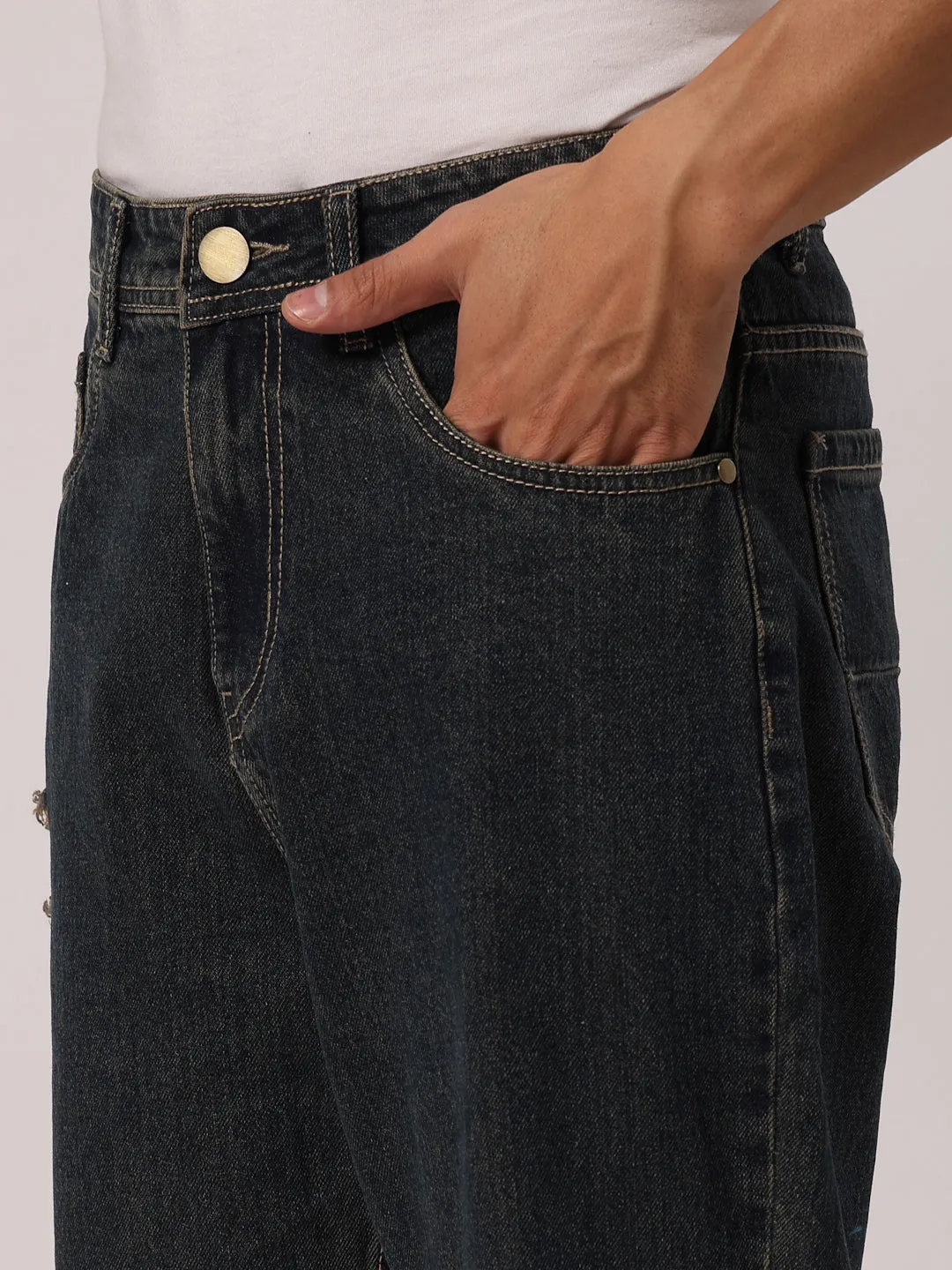 Style Quotient Men Blue Relaxed Fit High Rise Cotton Jeans