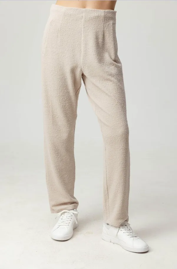 Tan Neve Side Zipped Tailored Crinkle Terry Pants (Final Sale)