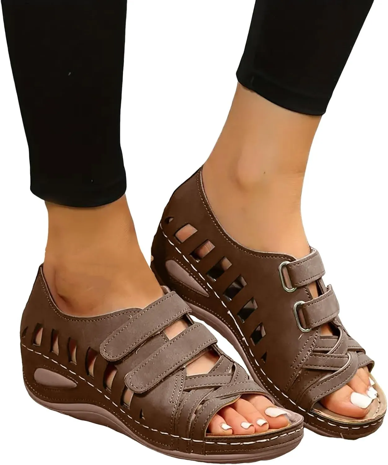 Thick Soled Wedge Heeled Women's Shoes Fashionable And Retro Two Types Of Fish Mouth Beach Women Flat Sandals Size 11