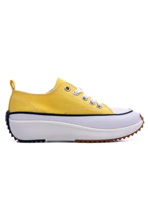 TMY Yellow Lace High Sole Casual Women's Sneakers - 89070 - Scheveningen
