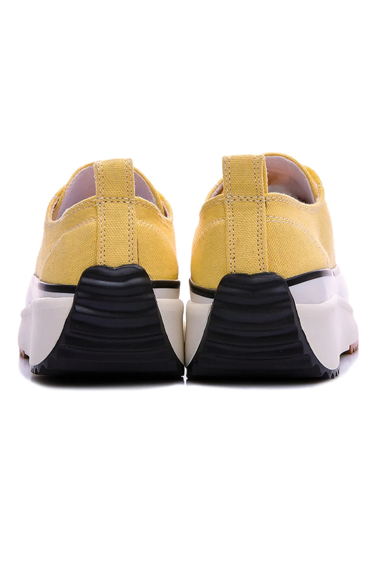 TMY Yellow Lace High Sole Casual Women's Sneakers - 89070 - Scheveningen