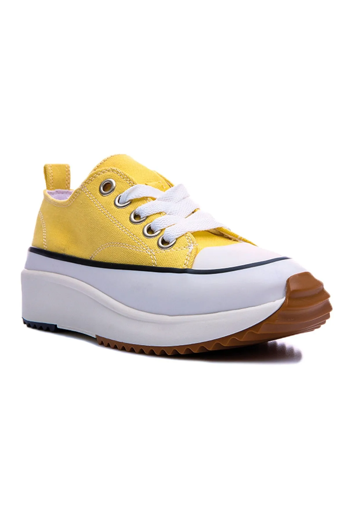 TMY Yellow Lace High Sole Casual Women's Sneakers - 89070 - Scheveningen