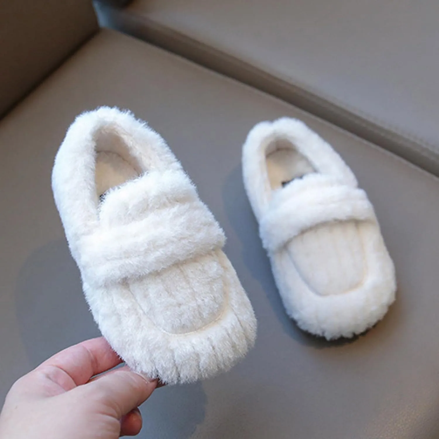 Toddler Cute Shoes Fashionable Winter Children Boots Boys and Girls Cotton Shoes Flat Bottom Plush Flat Bottom Sneakers