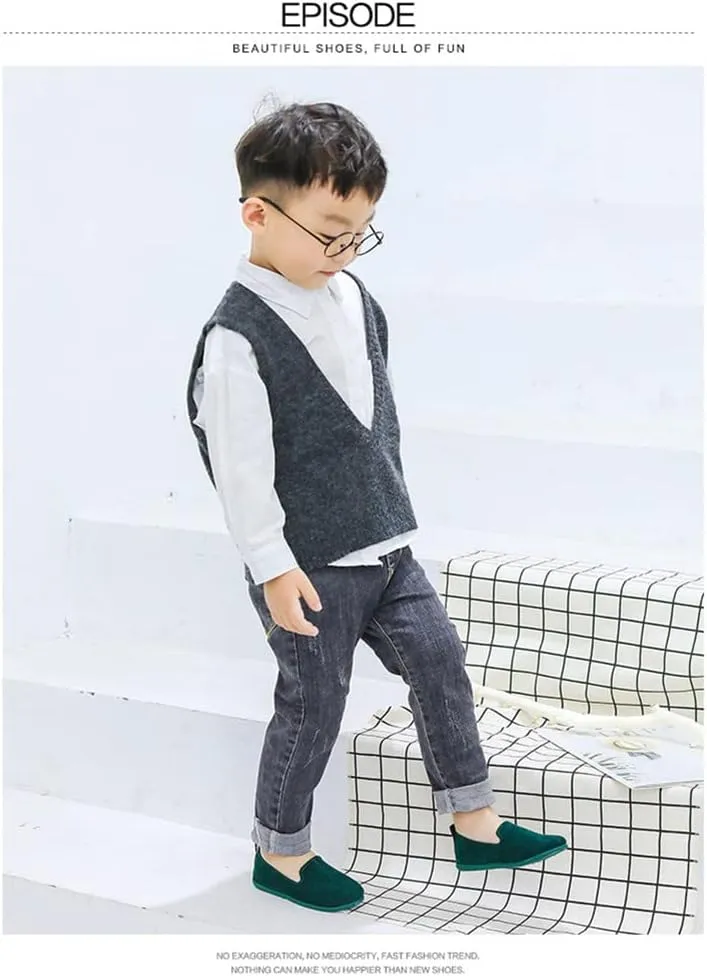 Toddler Little Kid Boys Girls Soft Slip On Loafers Dress Flat Shoes Casual Suede Leather Dress Wedding Shoes for Kids Comfort Boat Shoes