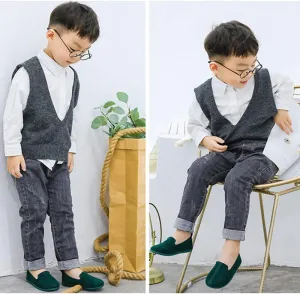 Toddler Little Kid Boys Girls Soft Slip On Loafers Dress Flat Shoes Casual Suede Leather Dress Wedding Shoes for Kids Comfort Boat Shoes