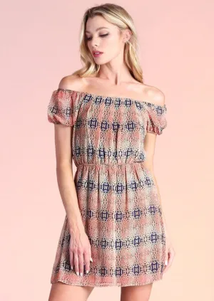 twig print chiffon dress
