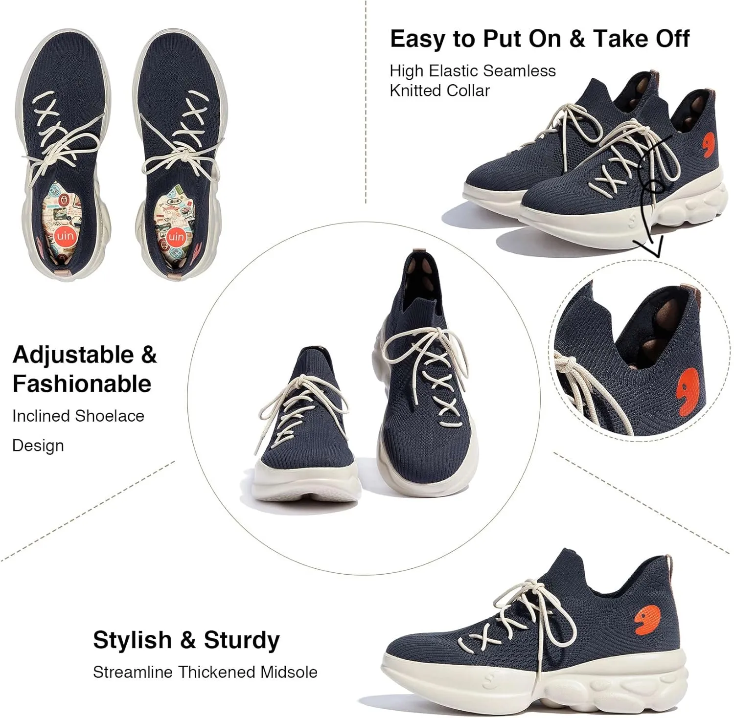 UIN Men's Chunky Fashion Sneakers Walking Casual Comfortable Art Painted Travel Designer Dad Shoes Ronda