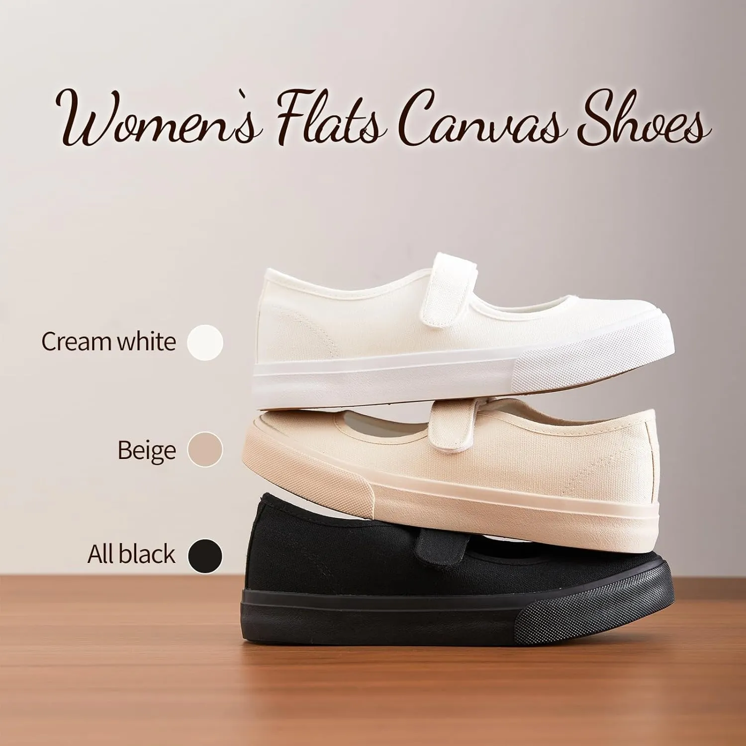 Uoidru Women's Flats Shoes Mary Jane Canvas Shoes Casual Slip on Shoes for Women