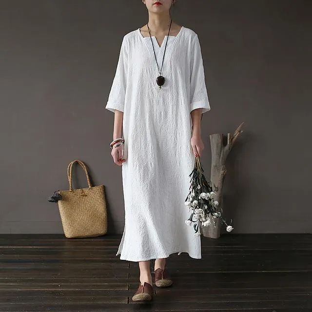 Vintage Sweetheart Jacquard Loose Dress  | Zen