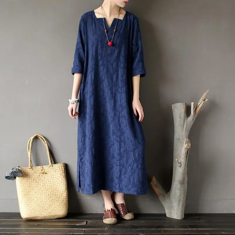 Vintage Sweetheart Jacquard Loose Dress  | Zen