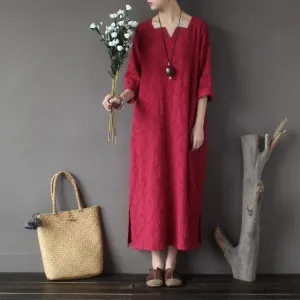 Vintage Sweetheart Jacquard Loose Dress  | Zen