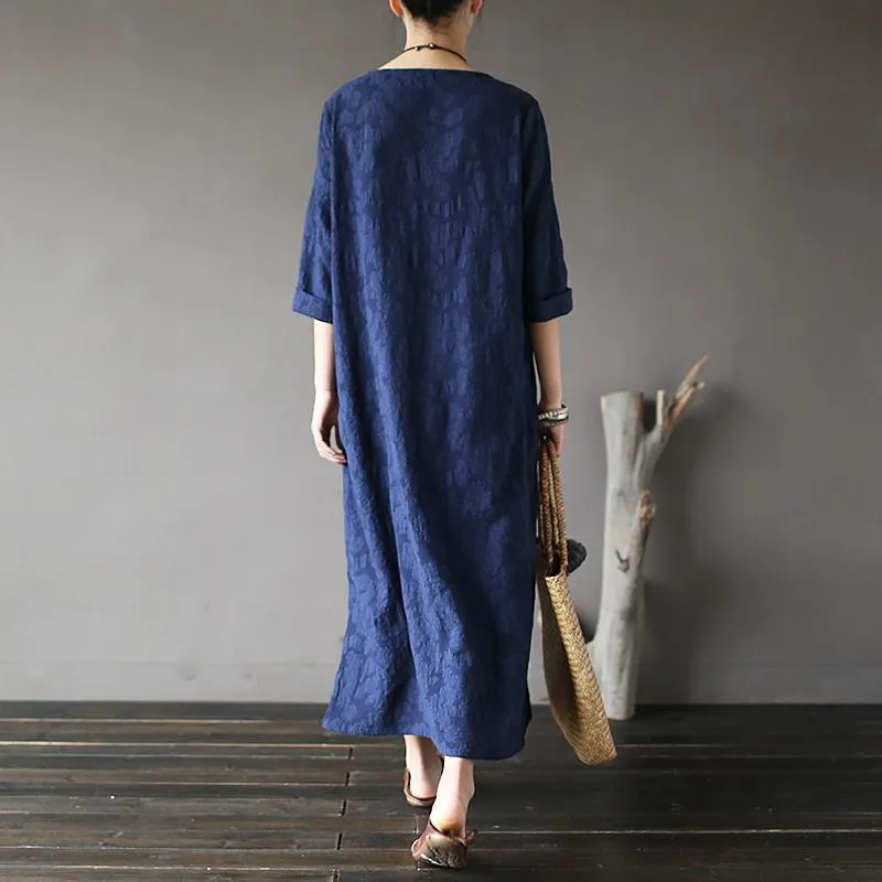 Vintage Sweetheart Jacquard Loose Dress  | Zen