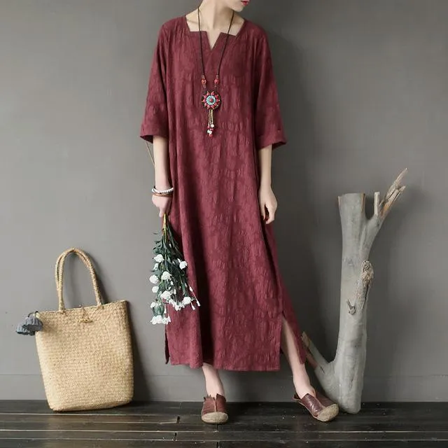 Vintage Sweetheart Jacquard Loose Dress  | Zen