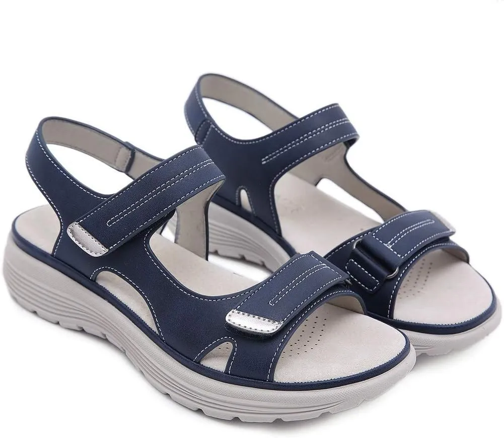 Walking and Hiking Sandals for Women 2025 Summer Casual Open Toe Backless Orthotic Fashion Hook and Loop Straps Sandal Beach Vacation Outdoor Athletic Shoes With Arch Support