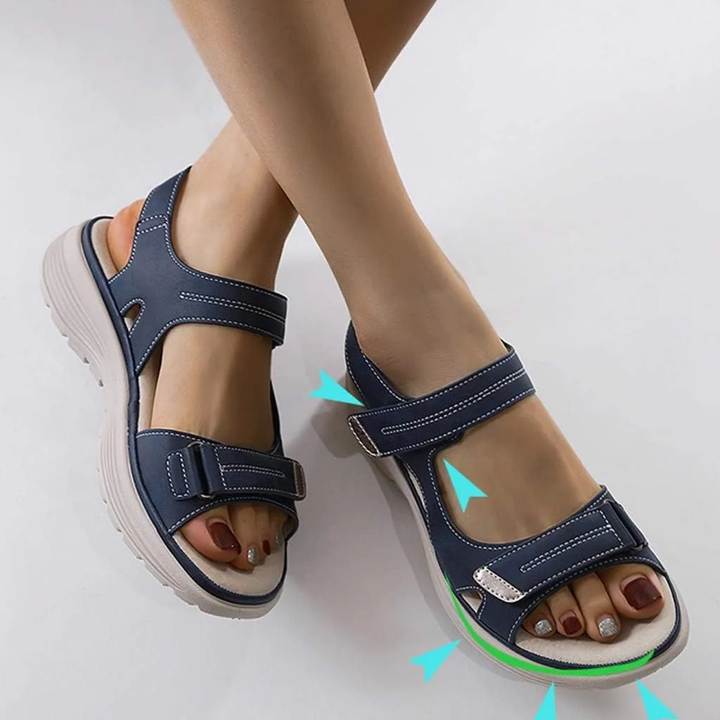 Walking and Hiking Sandals for Women 2025 Summer Casual Open Toe Backless Orthotic Fashion Hook and Loop Straps Sandal Beach Vacation Outdoor Athletic Shoes With Arch Support