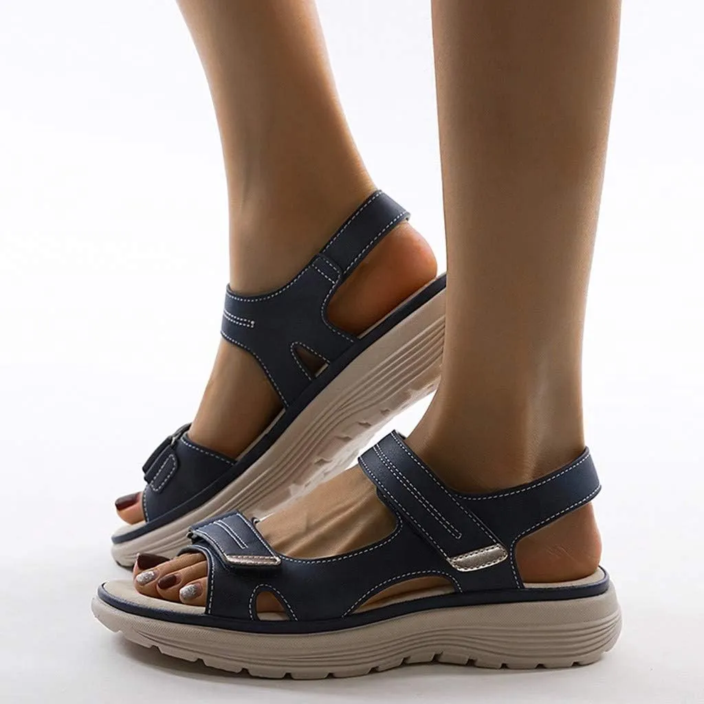 Walking and Hiking Sandals for Women 2025 Summer Casual Open Toe Backless Orthotic Fashion Hook and Loop Straps Sandal Beach Vacation Outdoor Athletic Shoes With Arch Support