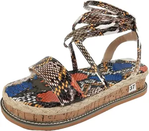 Wedge Sandals for Women, Comfy Slip on Orthopedic Sandals Retro Large Size Bohemia Summer Beach Shoes