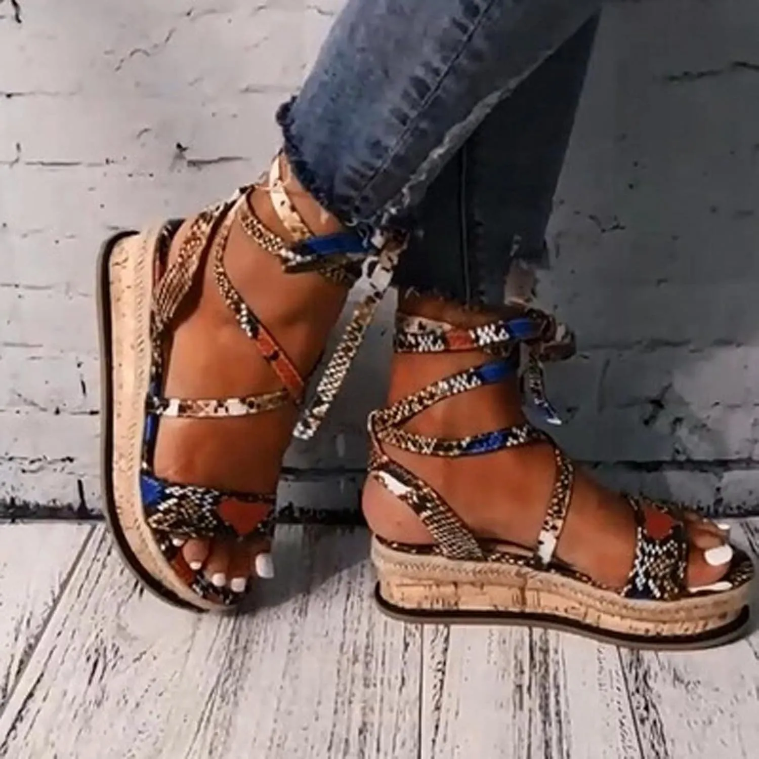Wedge Sandals for Women, Comfy Slip on Orthopedic Sandals Retro Large Size Bohemia Summer Beach Shoes