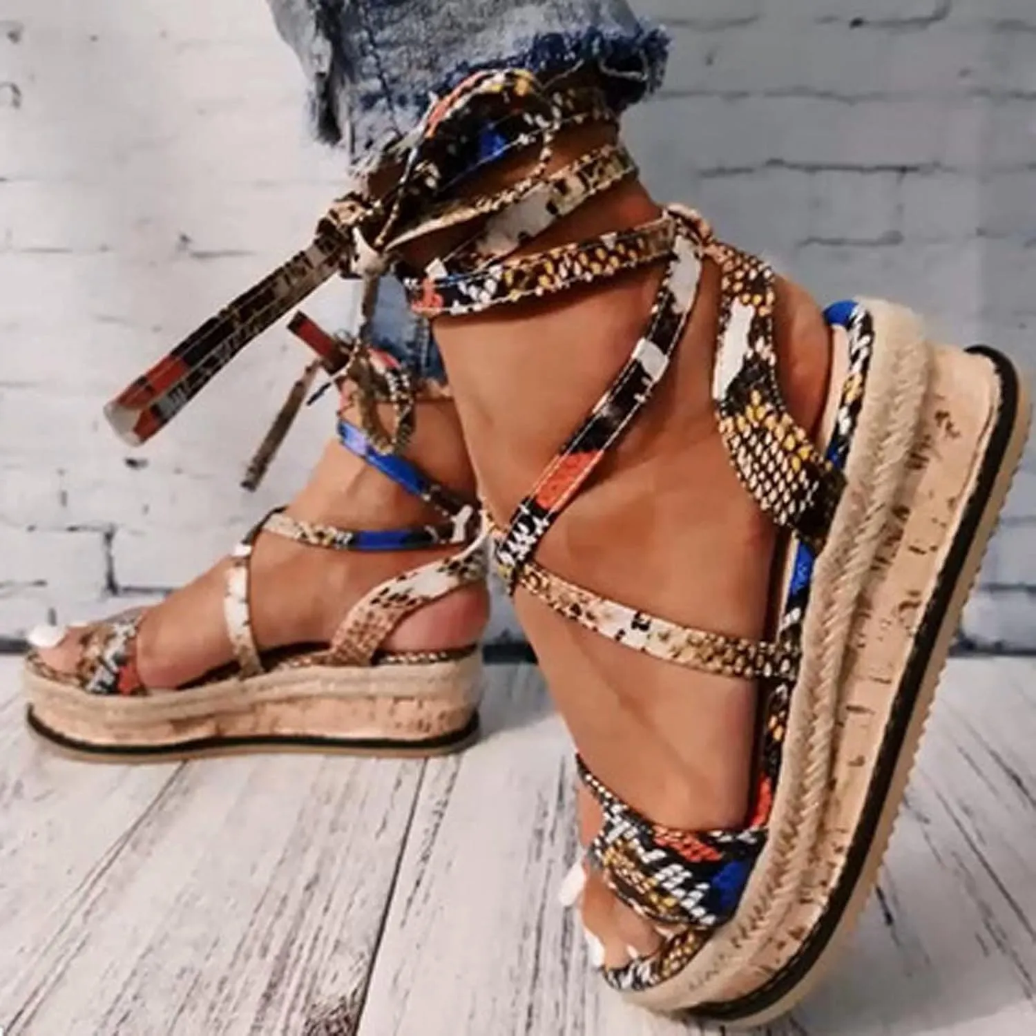 Wedge Sandals for Women, Comfy Slip on Orthopedic Sandals Retro Large Size Bohemia Summer Beach Shoes