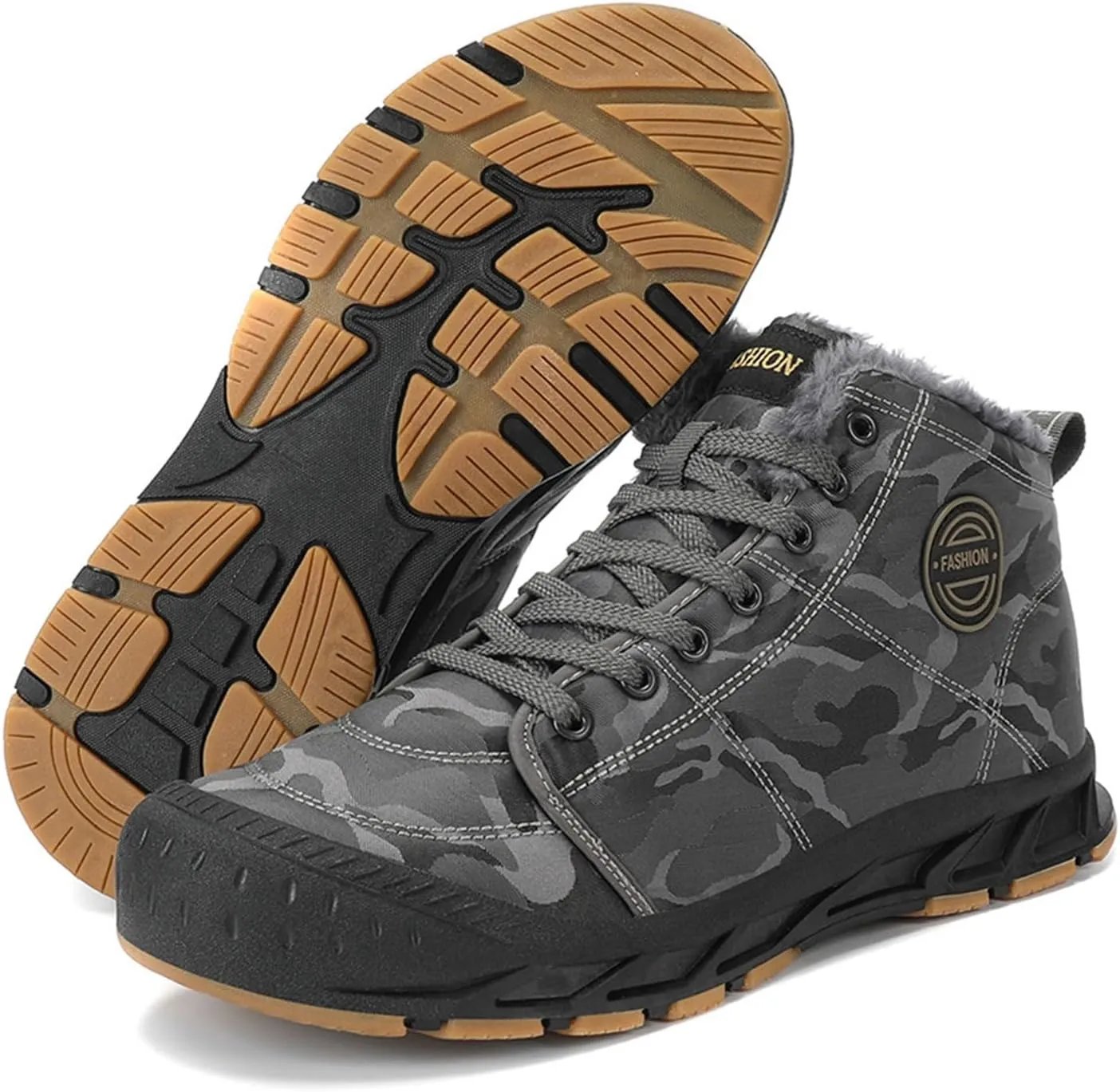 Winter Hiking Boots Men,Casual Lightweight Soft Cold-Weather Snow Boots for Men,Comfortable Waterproof Warm Fur Lined Boots,Slip Resistant