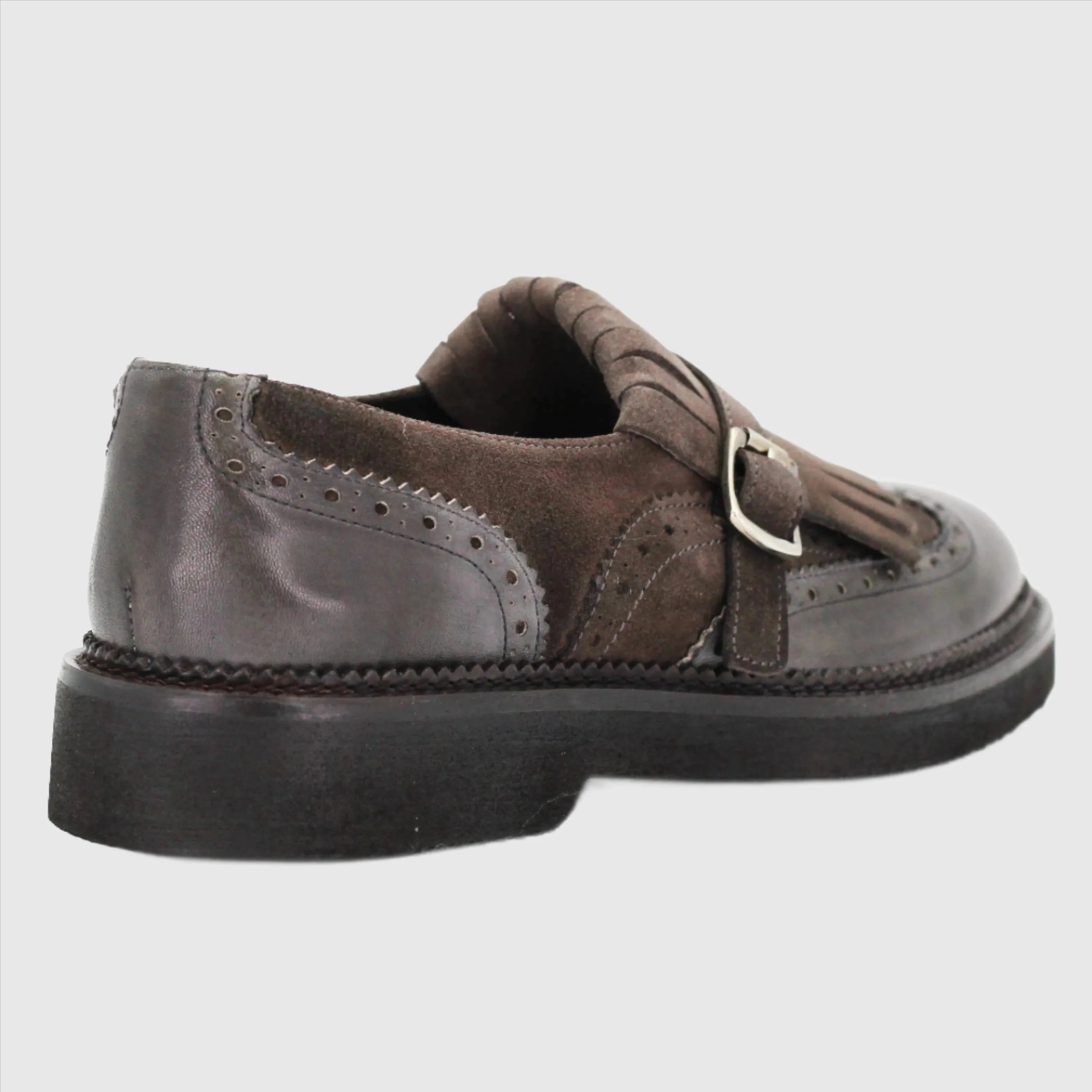 Woman's Brogue Single Monk Leather in Testa Di Moro (GRD608/1)