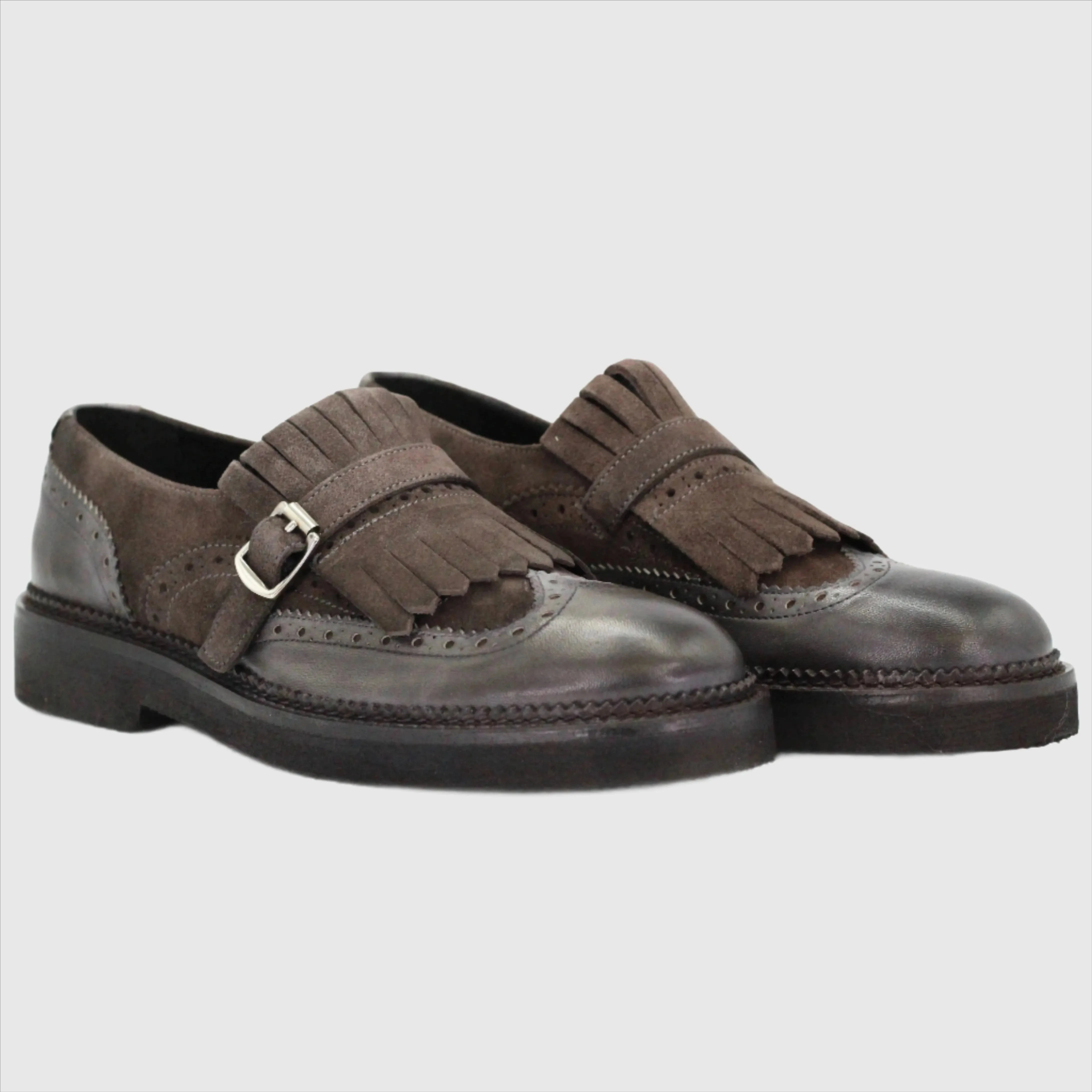 Woman's Brogue Single Monk Leather in Testa Di Moro (GRD608/1)