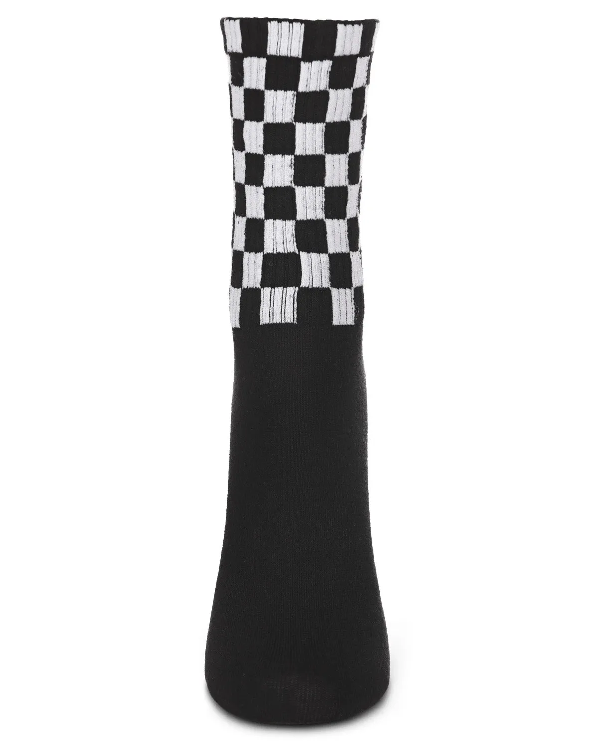 Women's Athletic Checkered Cotton Blend Crew Sock