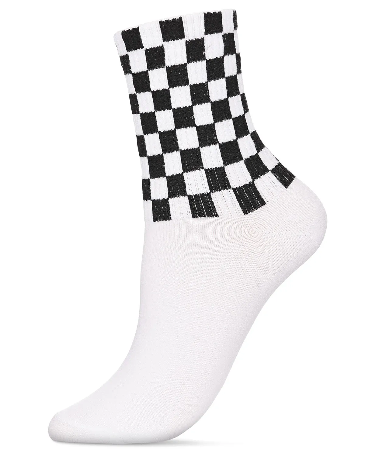 Women's Athletic Checkered Cotton Blend Crew Sock