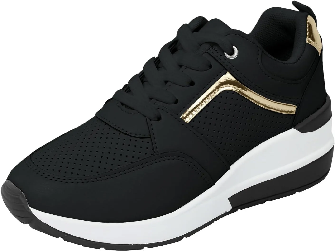 Women's Slip On Sneakers Casual Lace Up Non Slip Tennis Walking Shoes Classic Cutout Low Top Platform Sneakers Active Workout Breathable Hands-Free Comfortable Fashion Shoes