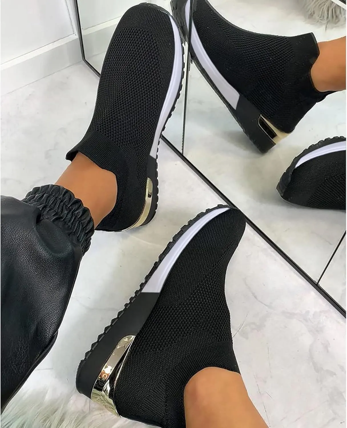 Women's Sneakers Wide Zapatos Ortop??Dicos para Mujer Antideslizantes Black Shoes Women Sneakers Women's Chunky Sneakers Platform Dad Shoes for Women White Non Slip Shoes for Women Nurse