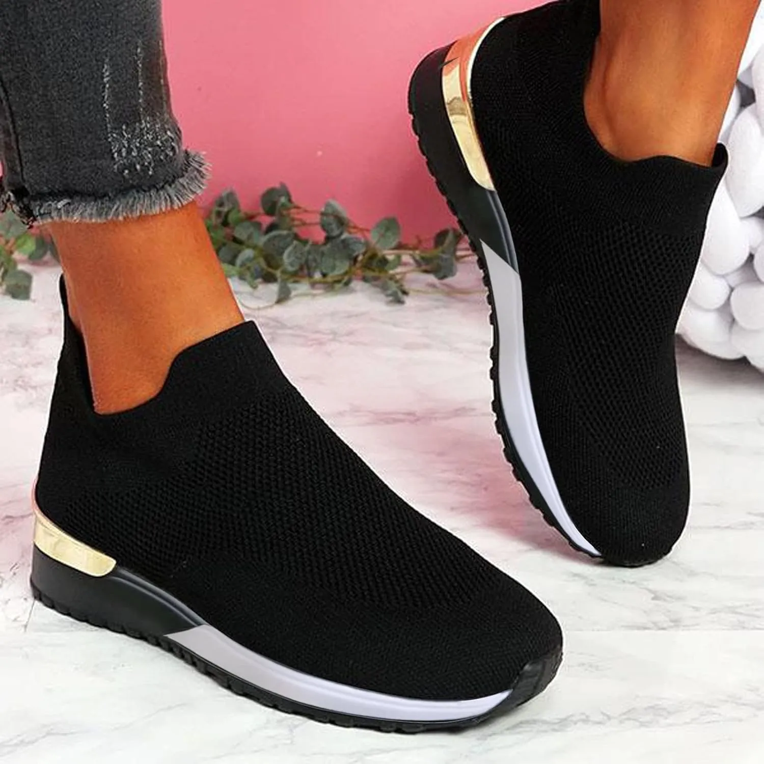 Women's Sneakers Wide Zapatos Ortop??Dicos para Mujer Antideslizantes Black Shoes Women Sneakers Women's Chunky Sneakers Platform Dad Shoes for Women White Non Slip Shoes for Women Nurse