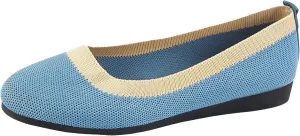Women's Wide Fit Ballet Flats - Round Toe Slip-On Knit Shoes with Arch Support, Breathable & Comfortable for Work, Formal Dressy Occasions