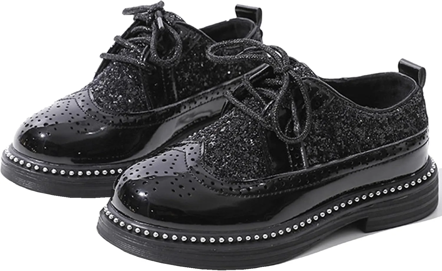 WUIWUIYU Toddlers Boys Glitter Wedding Homecoming Prom Concert Oxfords Flats Brogues School Uniform Dress Shoes