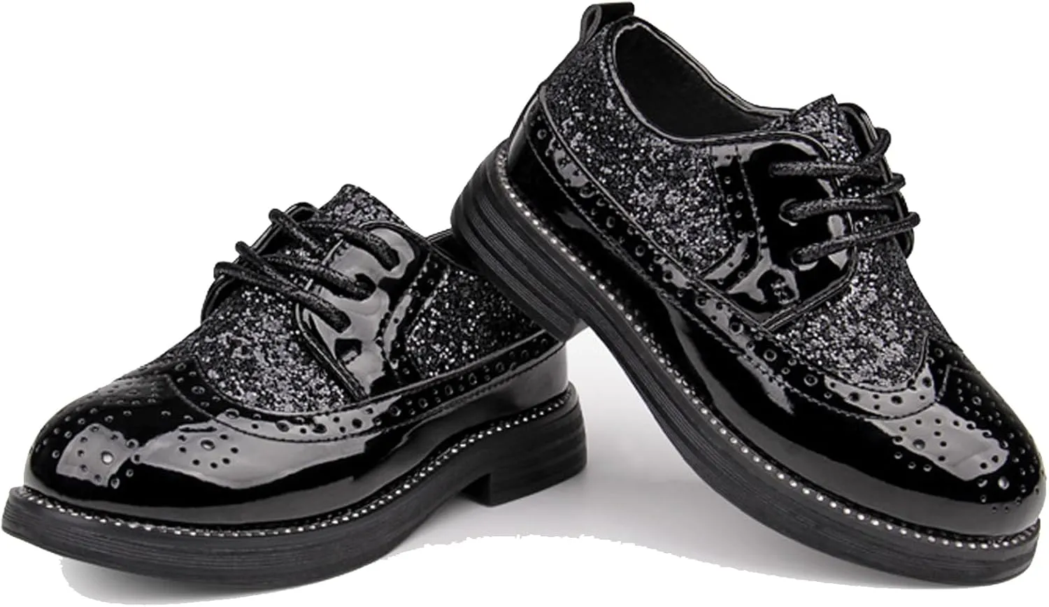 WUIWUIYU Toddlers Boys Glitter Wedding Homecoming Prom Concert Oxfords Flats Brogues School Uniform Dress Shoes
