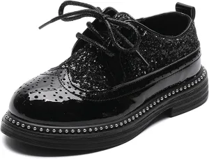 WUIWUIYU Toddlers Boys Glitter Wedding Homecoming Prom Concert Oxfords Flats Brogues School Uniform Dress Shoes