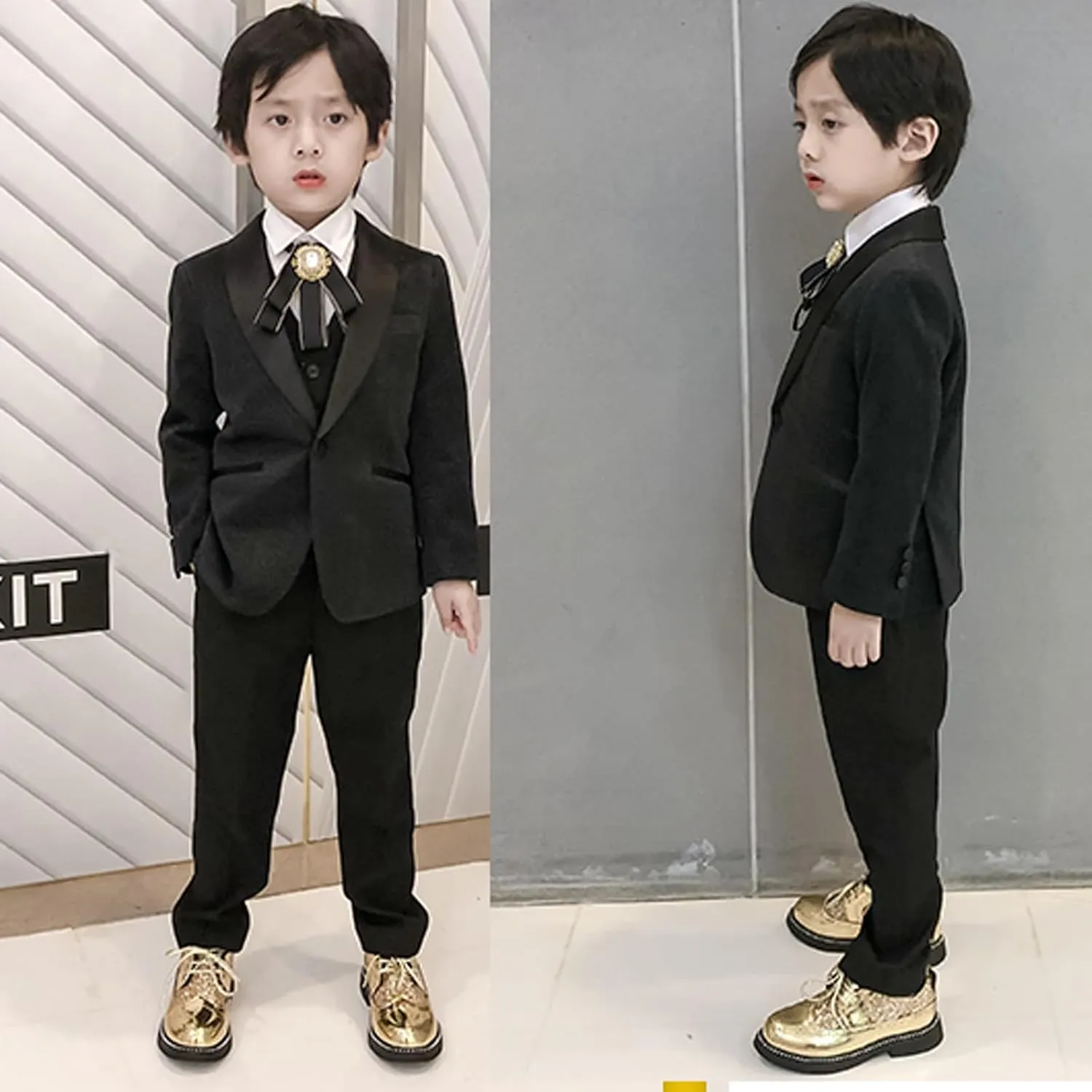 WUIWUIYU Toddlers Boys Glitter Wedding Homecoming Prom Concert Oxfords Flats Brogues School Uniform Dress Shoes