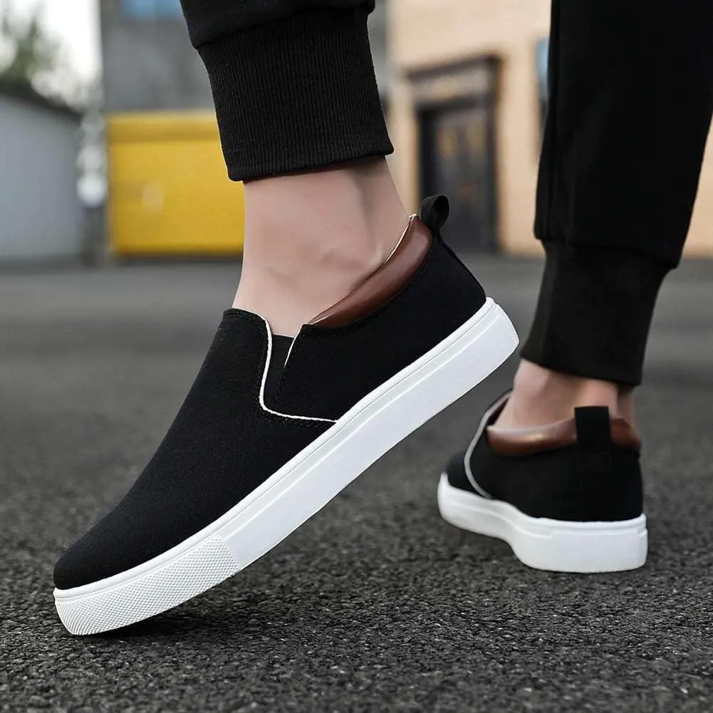 YAXE Men's Slip On Canvas Loafers Casual Skateboarding Shoes