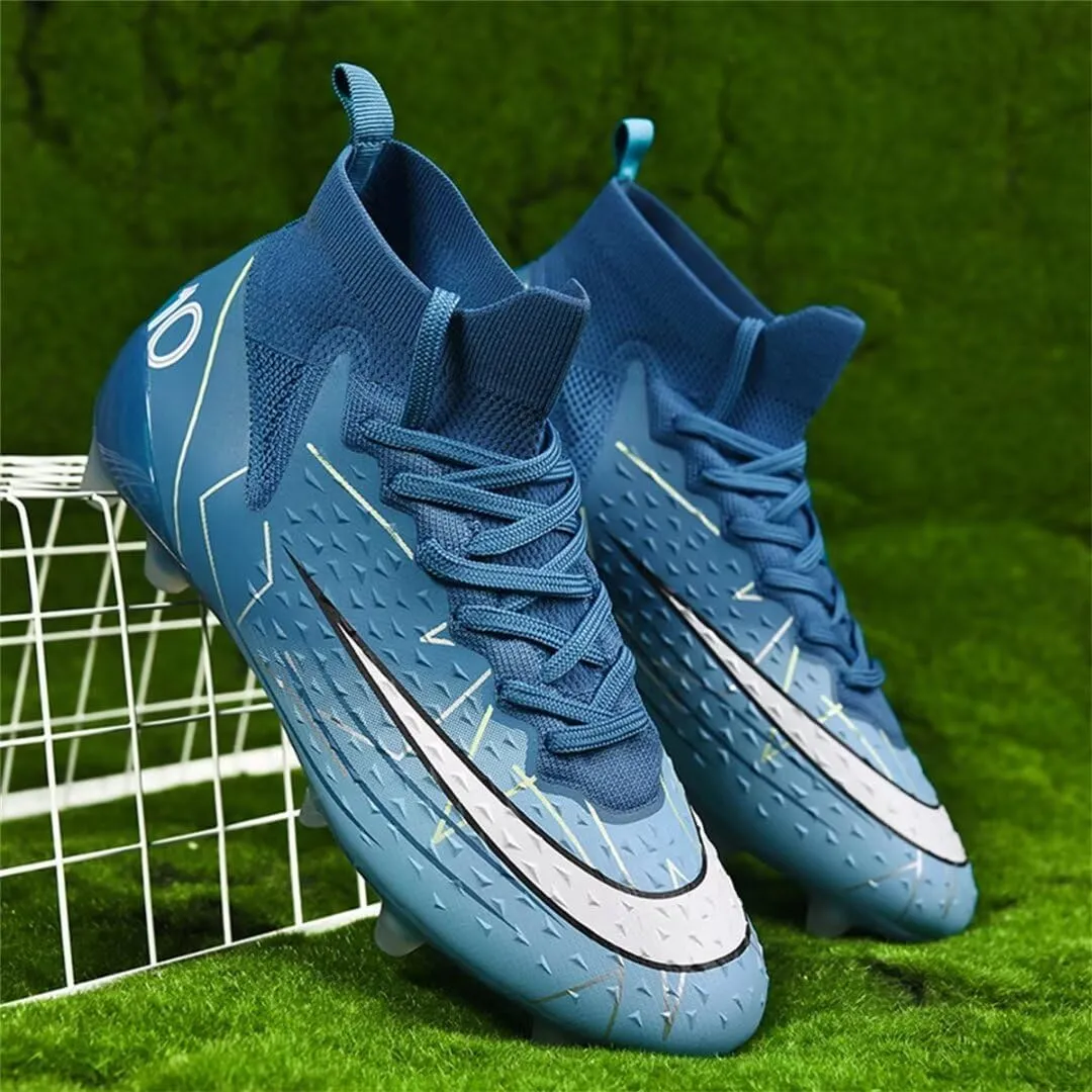 Youth Turf Soccer Shoes Mens Women High top Football Boots Indoor Athletic Ankle Shoes Spikes Indoor Soccer Cleats AG