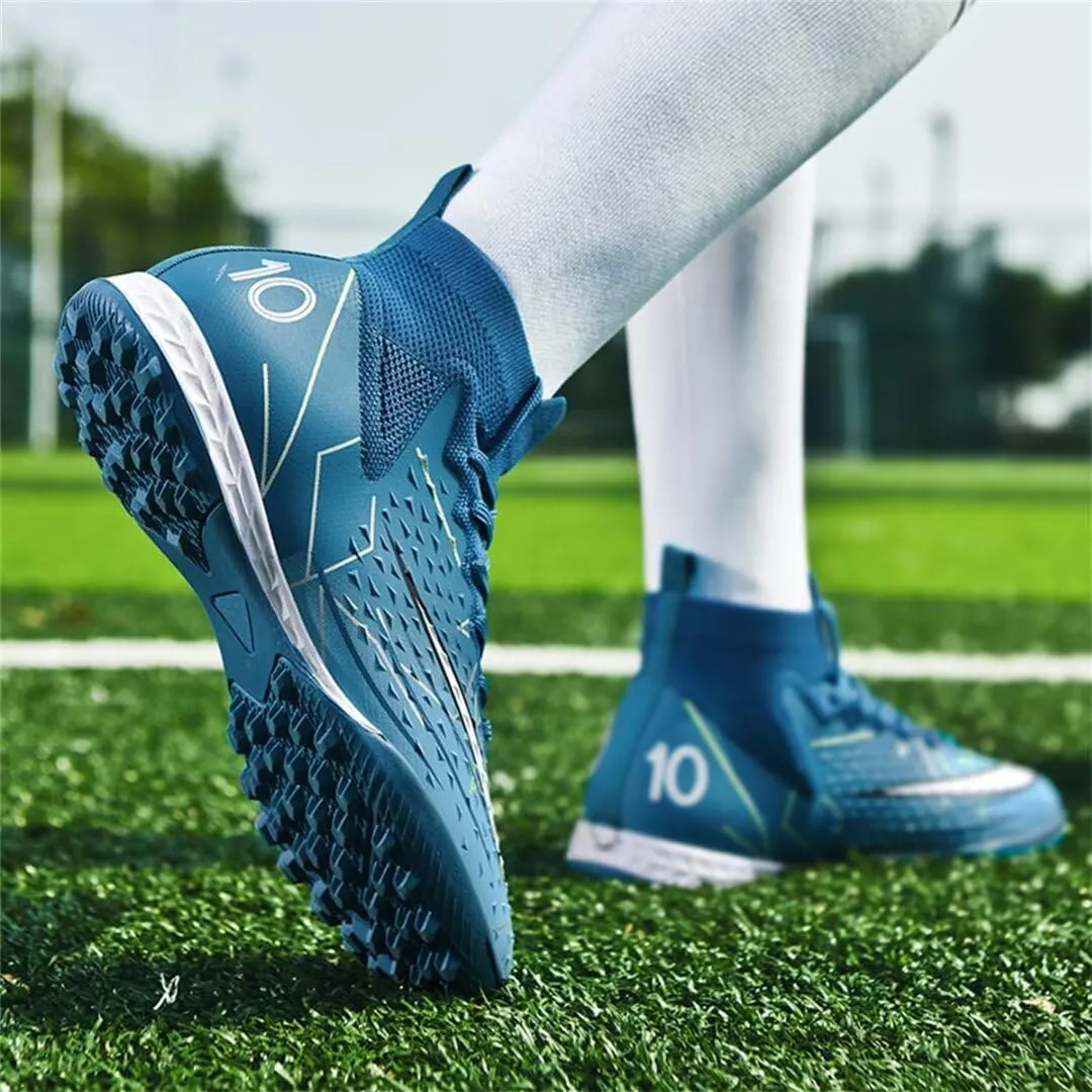 Youth Turf Soccer Shoes Mens Women High top Football Boots Indoor Athletic Ankle Shoes Spikes Indoor Soccer Cleats AG