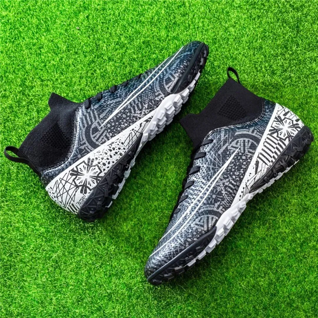 Youth Turf Soccer Shoes Mens Women High top Football Boots Indoor Athletic Ankle Shoes Spikes Indoor Soccer Cleats AG