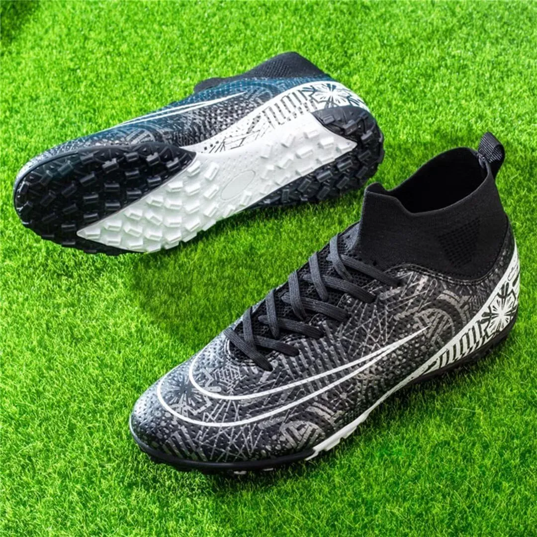 Youth Turf Soccer Shoes Mens Women High top Football Boots Indoor Athletic Ankle Shoes Spikes Indoor Soccer Cleats AG