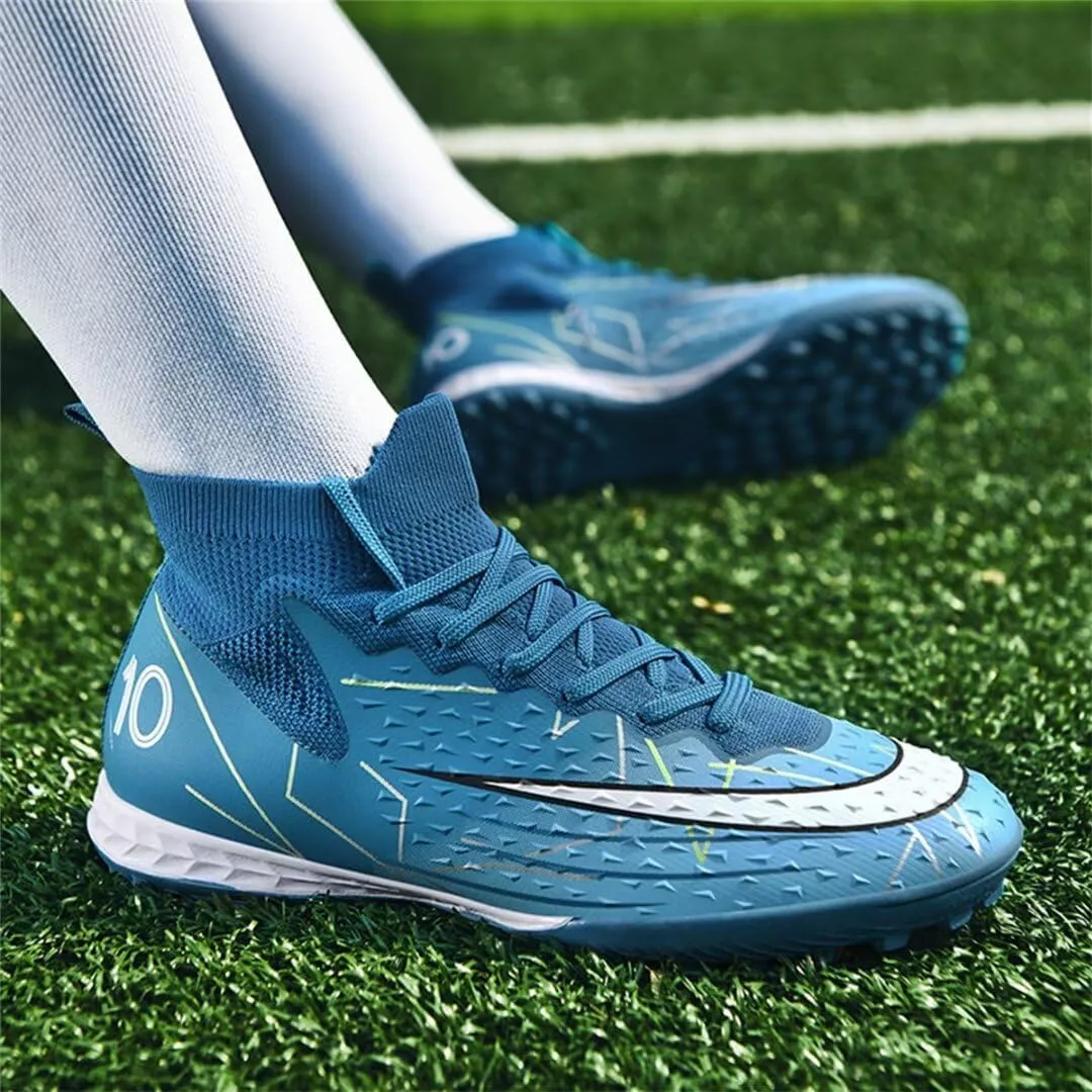 Youth Turf Soccer Shoes Mens Women High top Football Boots Indoor Athletic Ankle Shoes Spikes Indoor Soccer Cleats AG