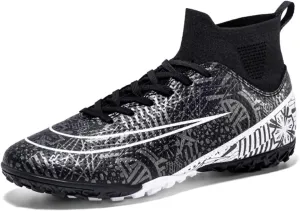 Youth Turf Soccer Shoes Mens Women High top Football Boots Indoor Athletic Ankle Shoes Spikes Indoor Soccer Cleats AG