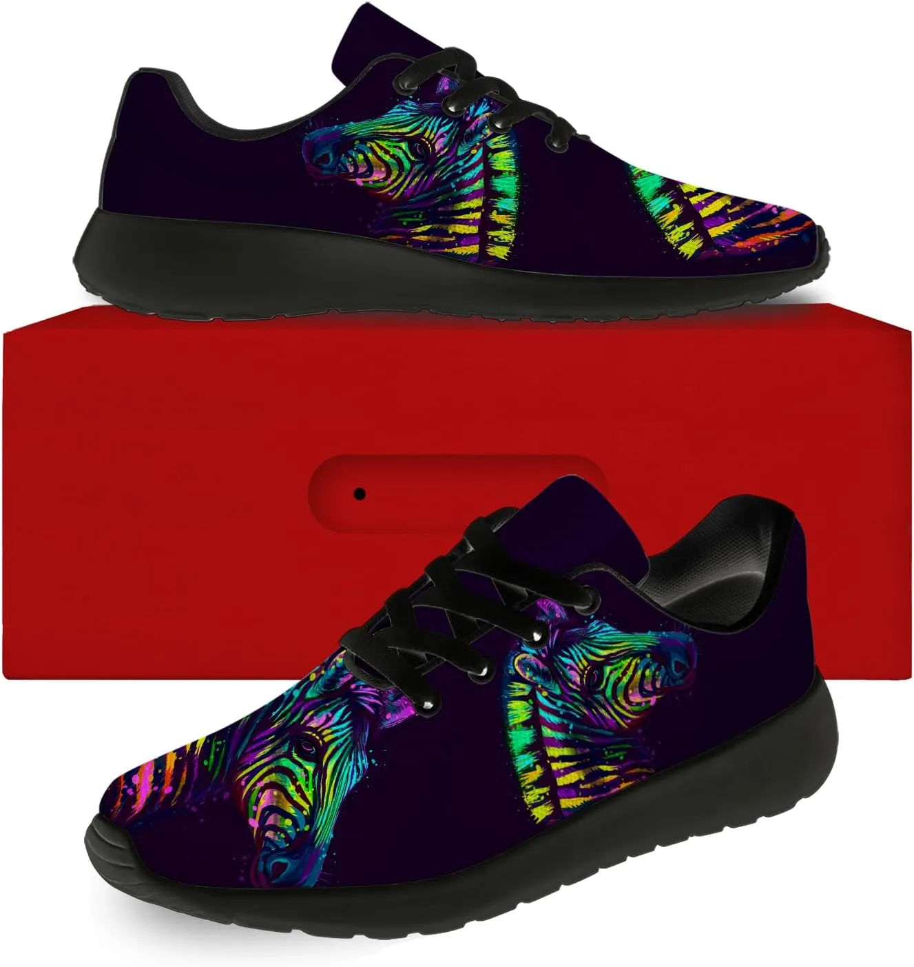 Zebra Print Shoes for Men Women Lightweight Comfort Running Tennis Walking Sneakers Gifts for Dad Mom