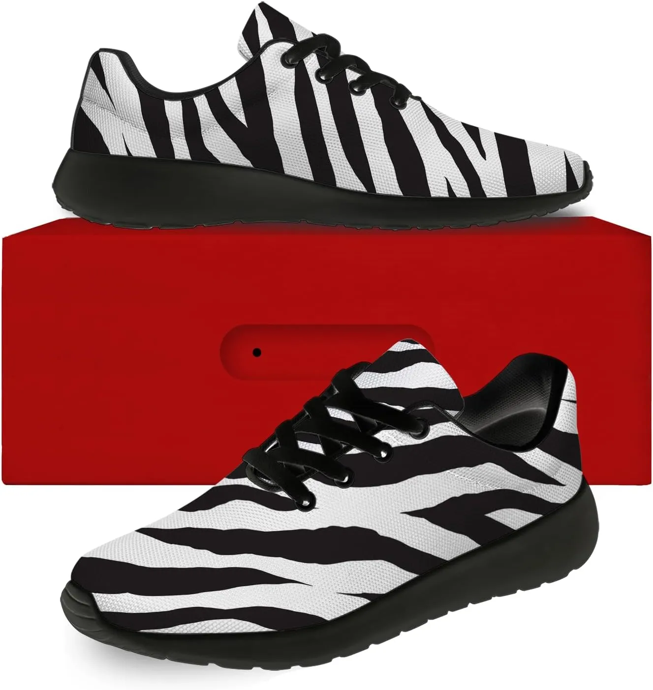 Zebra Print Shoes for Men Women Lightweight Comfort Running Tennis Walking Sneakers Gifts for Dad Mom